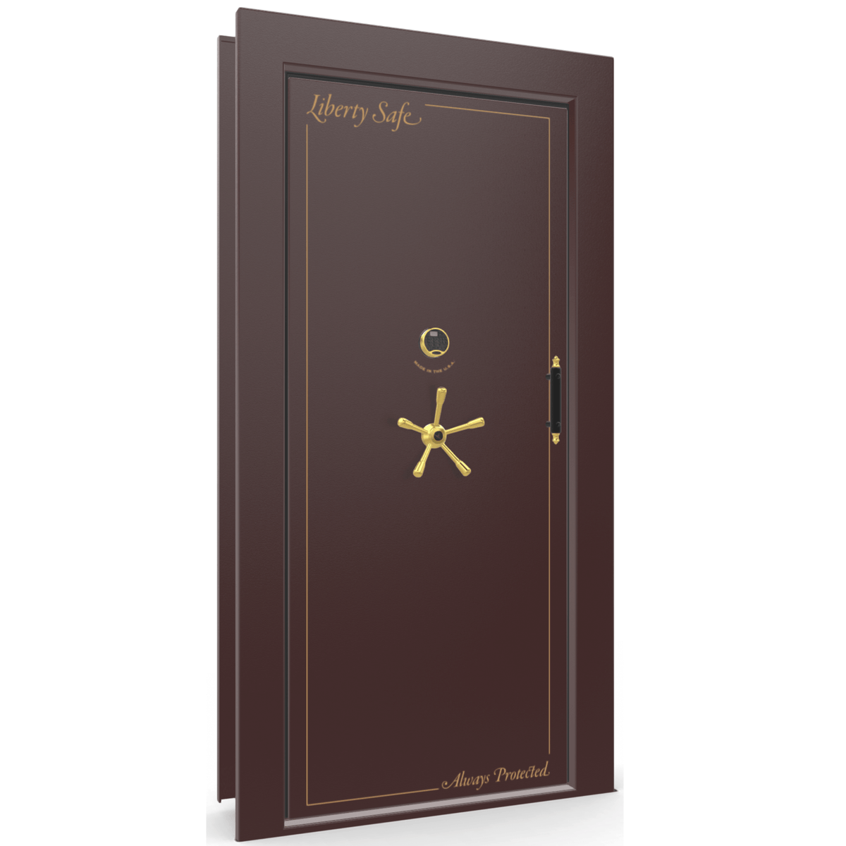 Vault Door Series | In-Swing | Left  Hinge | Burgundy Marble | Electronic Lock - closed