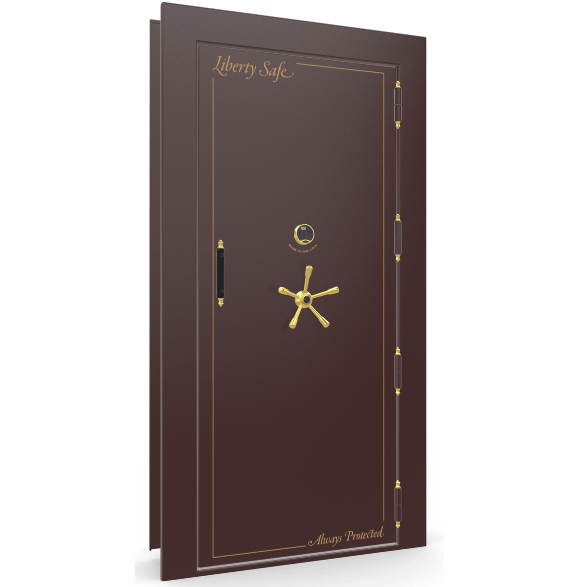 Vault Door Series | Out-Swing | Right  Hinge | Burgundy Marble | Electronic Lock - closed