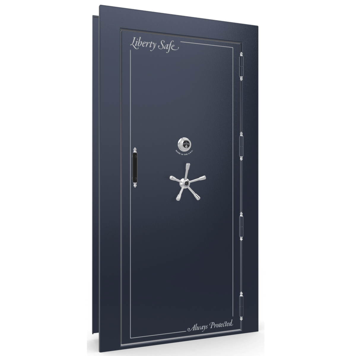 Vault Door Series | Out-Swing | Right  Hinge | Blue Gloss | Mechanical Lock - closed