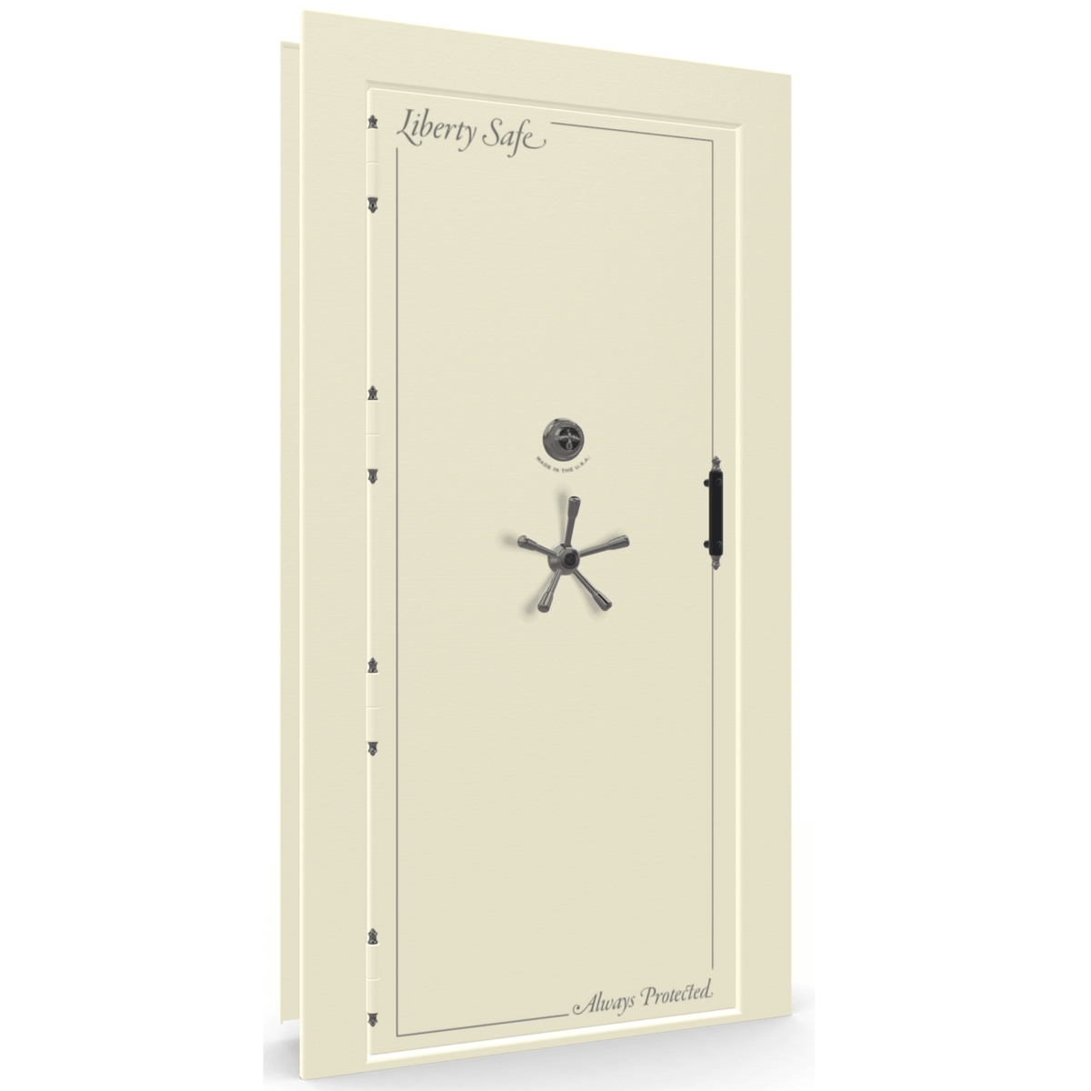 Vault Door Series | Out-Swing | Left  Hinge | White Marble | Mechanical Lock - closed