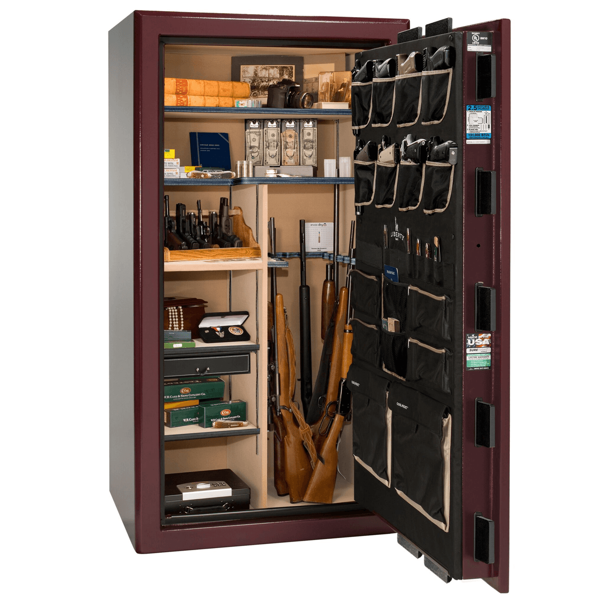 Presidential Series | Level 8 Security | 2.5 Hours Fire Protection | 40 | Dimensions: 66.5&quot;(H) x 36.25&quot;(W) x 32&quot;(D) | Burgundy Marble | Gold Hardware | Mechanical Lock