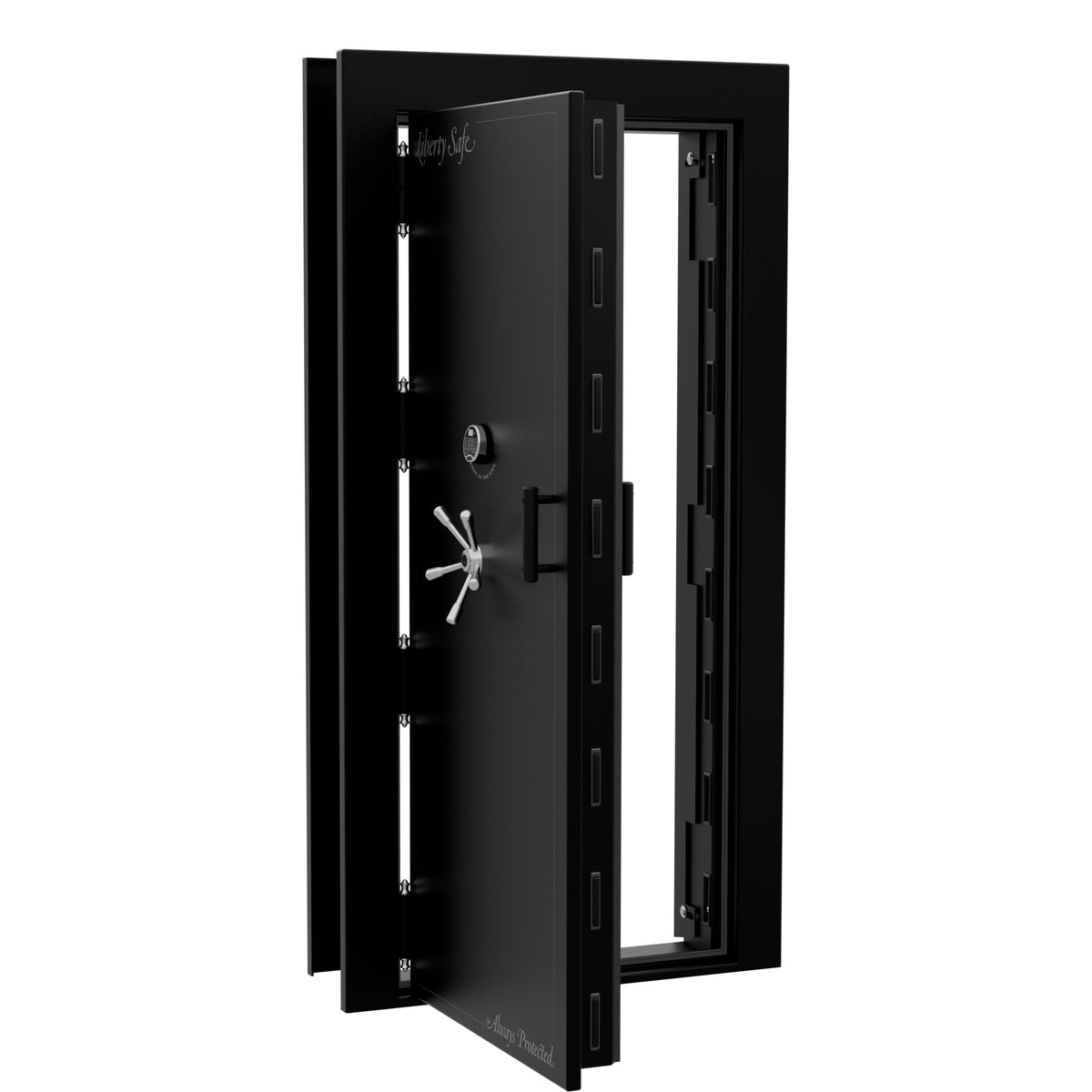 Vault Door Series | Out-Swing | Left  Hinge | Black Textured | Electronic Lock - open